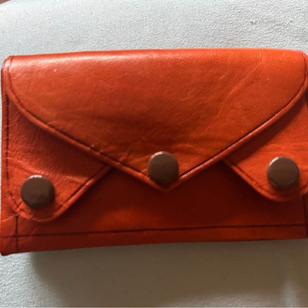 Orange Leather Unisex Wallet